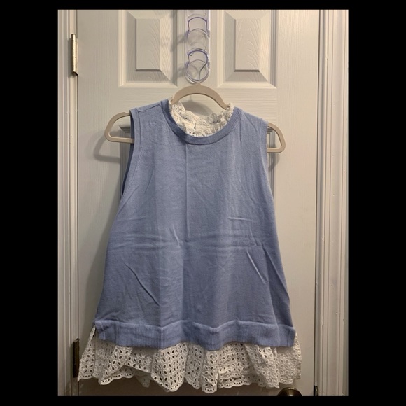 LOFT Tops - Ann Taylor Loft Periwinkle Blue and White Top -New With Tags - 100% Cotton